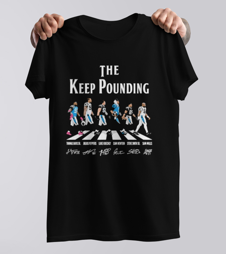Carolina Panthers The Keep Pounding Road Abbey Players Signatures T-Shirt
