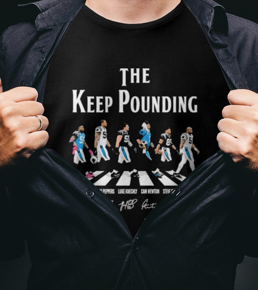 Carolina Panthers The Keep Pounding Road Abbey Players Signatures T-Shirt