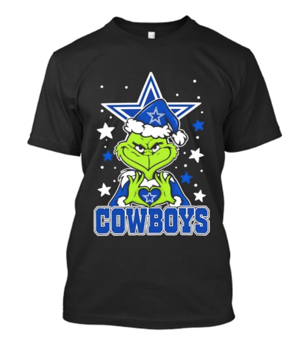 Grinch Hands Heart Love Dallas Cowboys Football Christmas T-Shirt