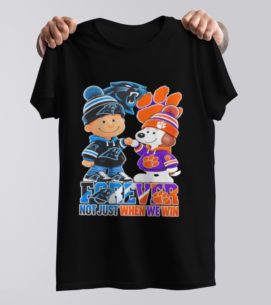 Charlie Brown Snoopy Carolina Panthers Clemson Tigers Forever Not Just When We Win T-Shirt