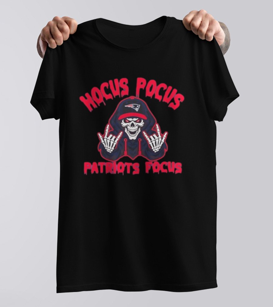 Hocus Pocus New England Patriots Focus Halloween Skull T-Shirt