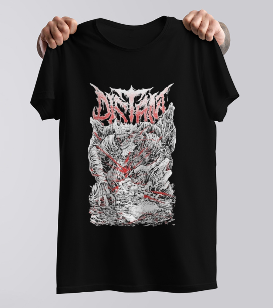 Distant Dragonkin Horror Fantasy Detailed Monster T-Shirt