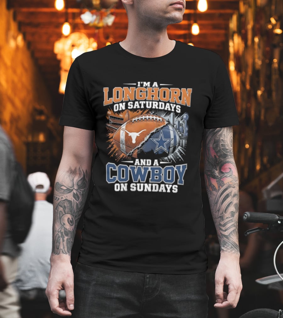 Texas Longhorn On Saturdays Dallas Cowboys On Sundays Fan Gear T-Shirt