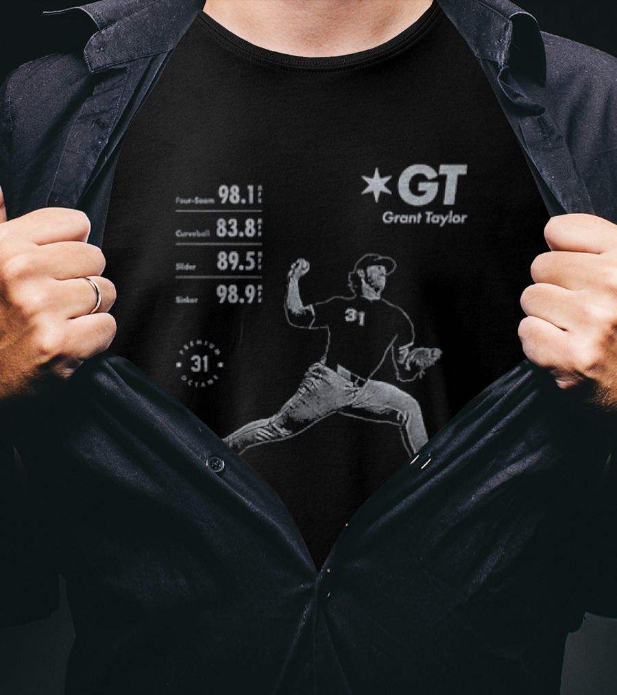 Grant Taylor GT Baseball Pitcher Statistics Graphic 31 T-Shirt
