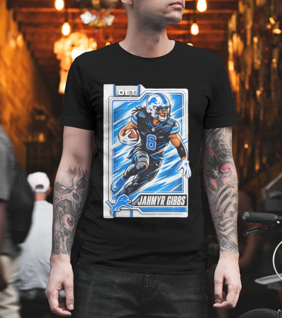 Jahmyr Gibbs DET 6 Football Card Detroit Lions T-Shirt