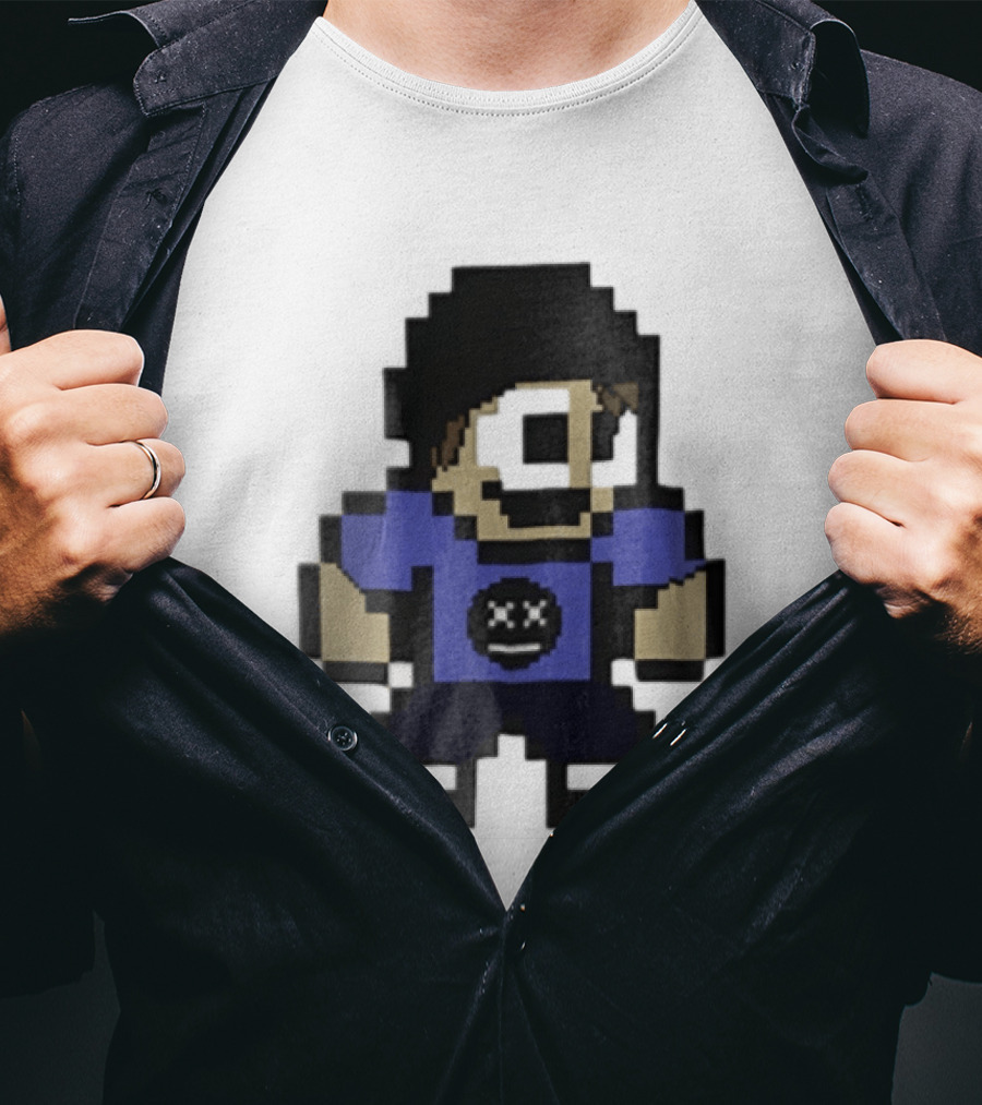 Eddsworld Tom Pixel Art With Black Beanie And Blue T-Shirt