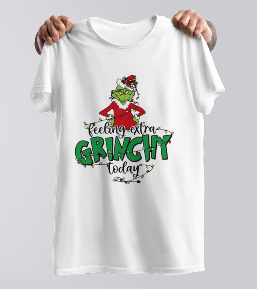 Feeling Extra Grinchy Today Christmas Lights Grinch T-Shirt