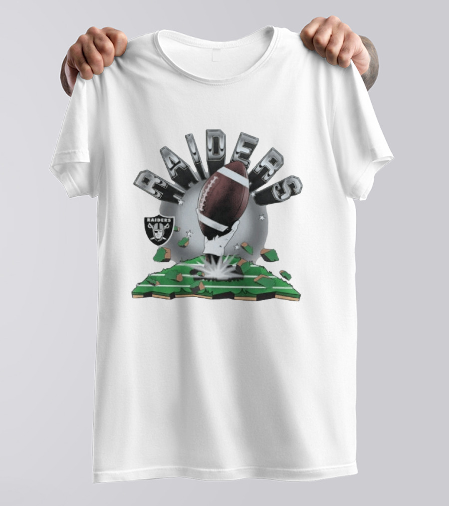 Raiders Football 2026 Explosive Clubhouse Breaking Through T-Shirt