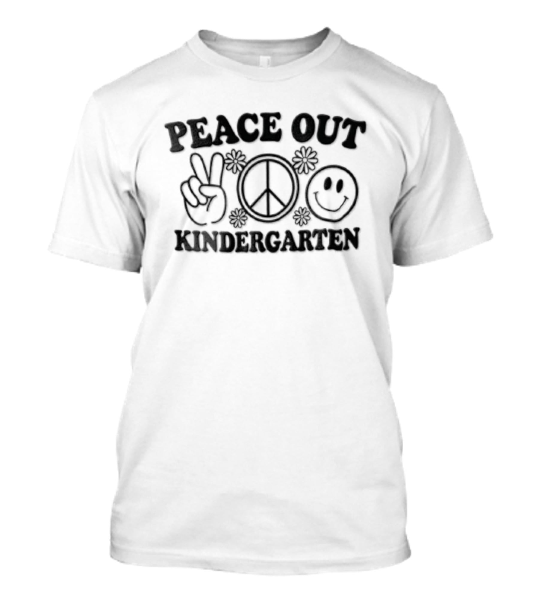 Peace Out Kindergarten Flower Peace Sign Smiley Face T-Shirt