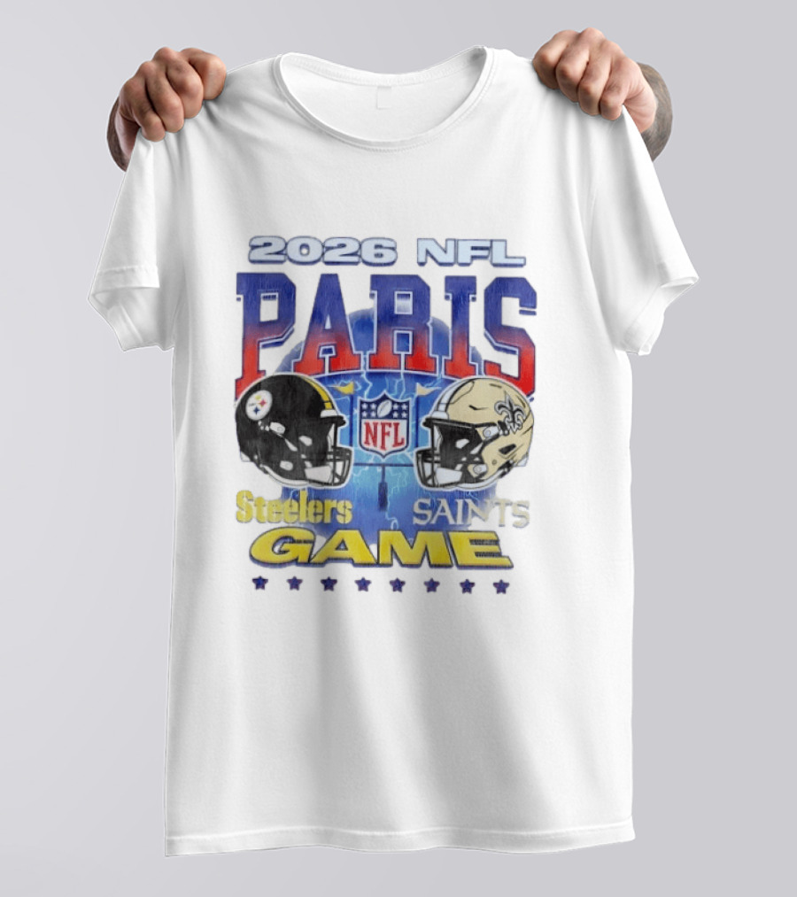 2026 NFL Paris Matchup Steelers Vs Saints Game T-Shirt