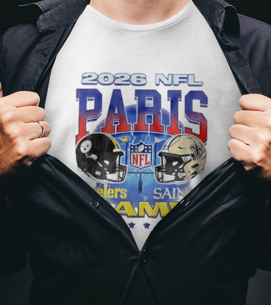2026 NFL Paris Matchup Steelers Vs Saints Game T-Shirt