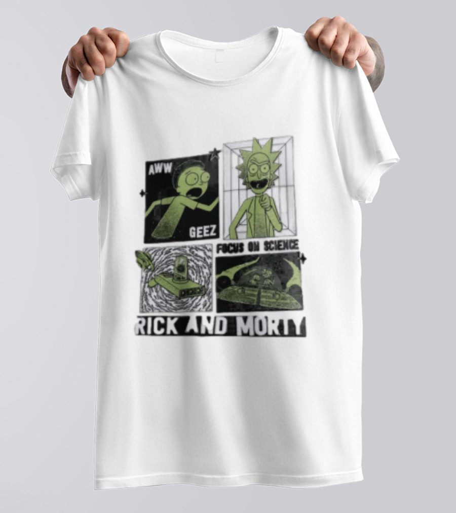 Aww Geez Rick And Morty Focus On Science Spaceship Portal T-Shirt