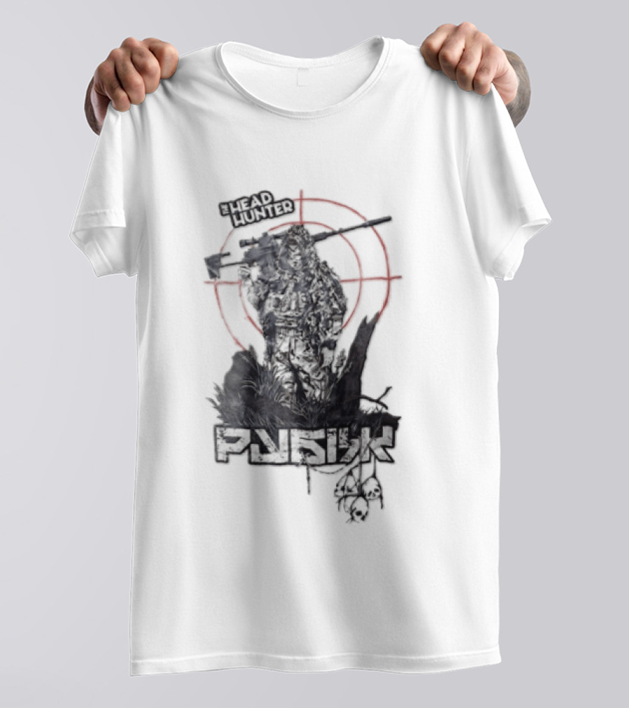 Punish Sniper Ghillie Suit Skulls Target Retro Hunter T-Shirt