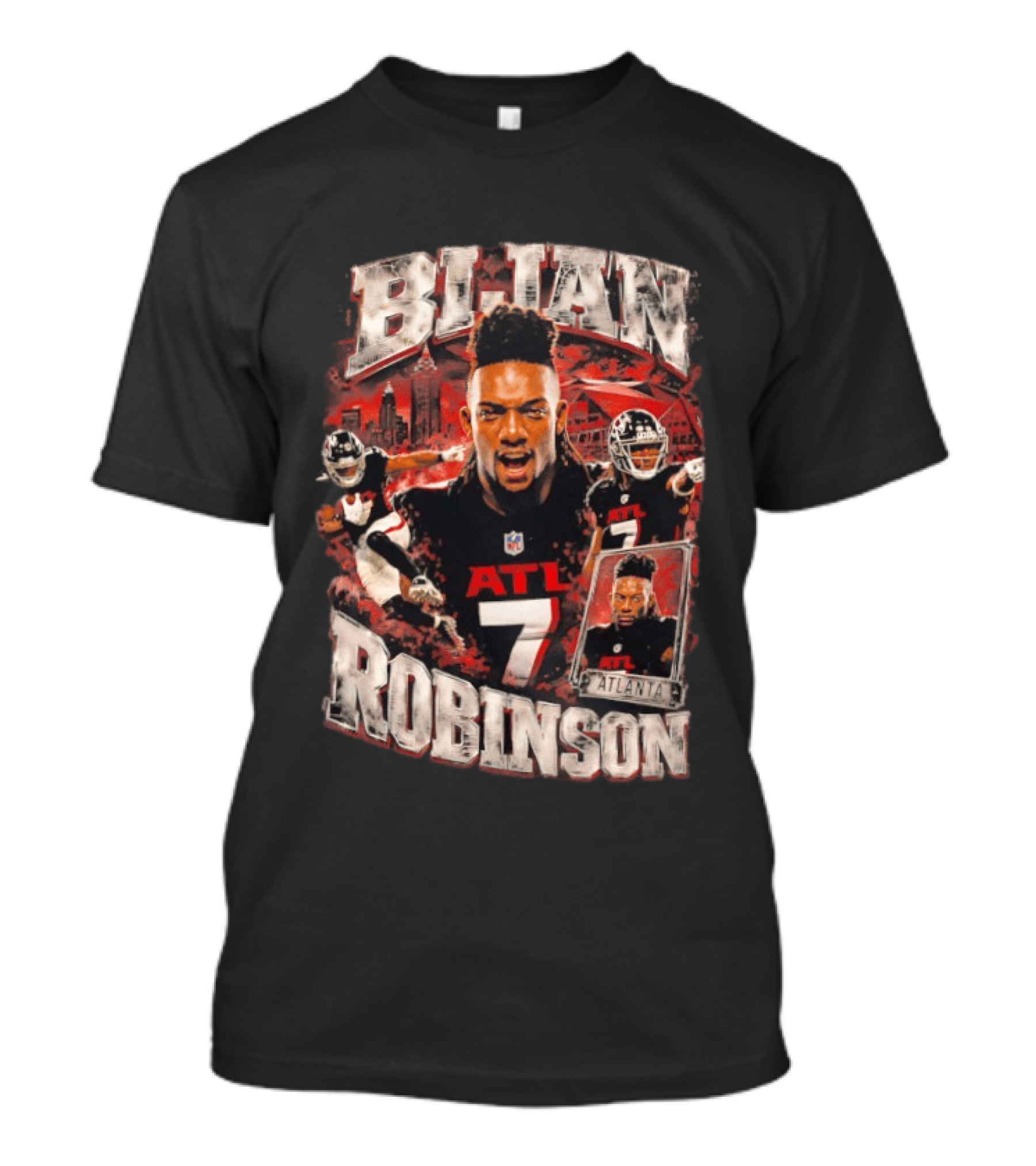 Bijan Robinson ATL Atlanta Falcons Number 7 Football Player Sports Collage T-Shirt