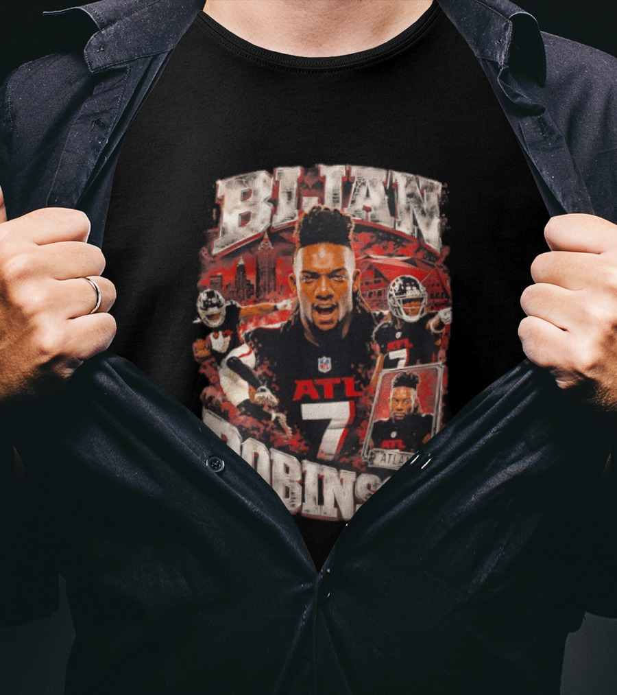 Bijan Robinson ATL Atlanta Falcons Number 7 Football Player Sports Collage T-Shirt