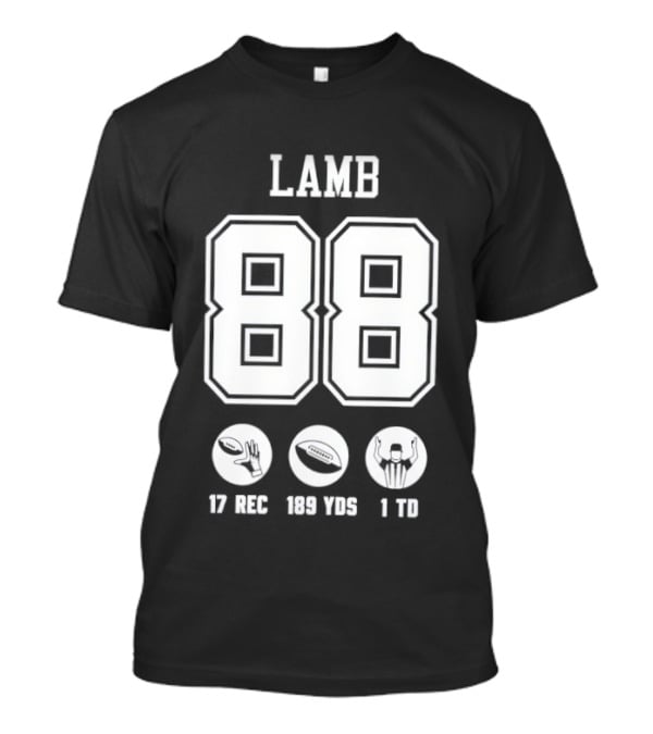 Dallas Cowboys CeeDee Lamb 88 17 Rec 189 Yds 1 Td T-Shirt