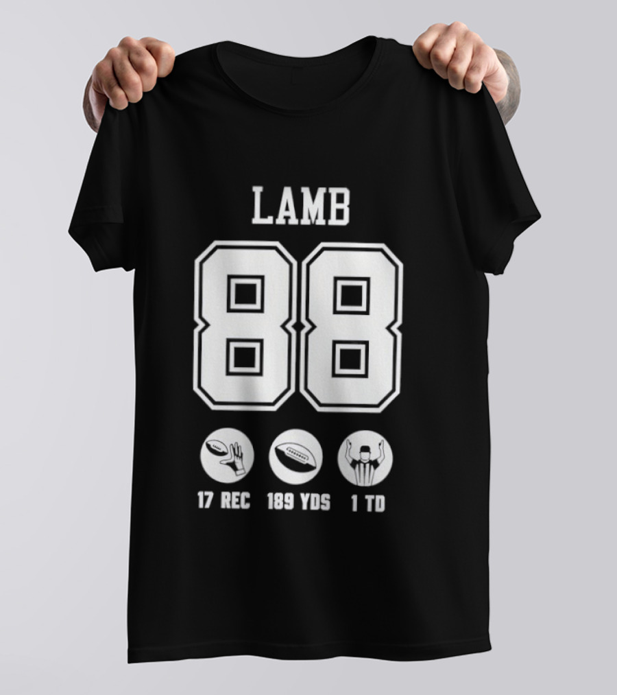 Dallas Cowboys CeeDee Lamb 88 17 Rec 189 Yds 1 Td T-Shirt