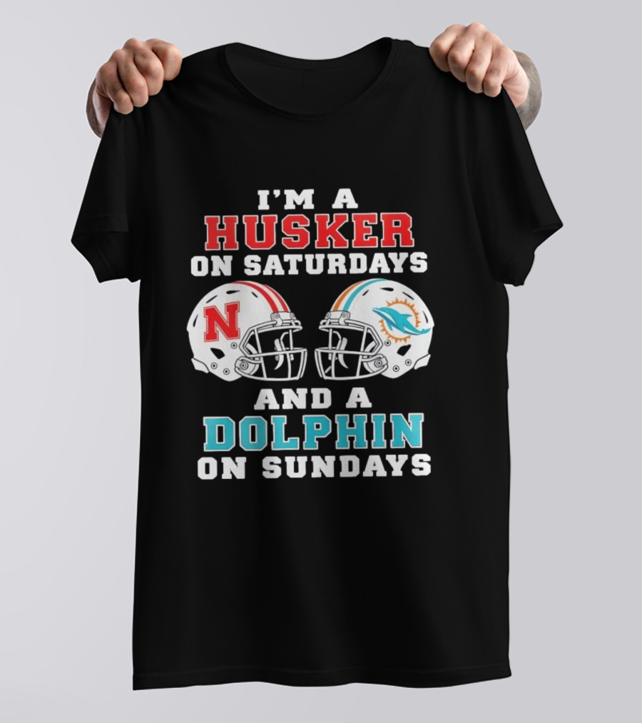Husker Saturdays And Dolphin Sundays Football Fan Gear T-Shirt