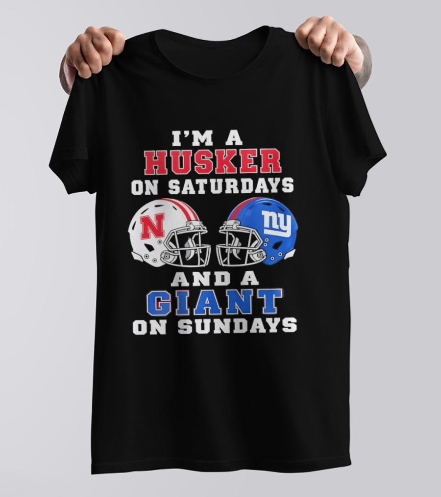 I'm A Husker On Saturdays And A Giant On Sundays Football Helmets T-Shirt