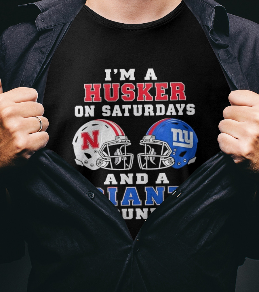 I'm A Husker On Saturdays And A Giant On Sundays Football Helmets T-Shirt