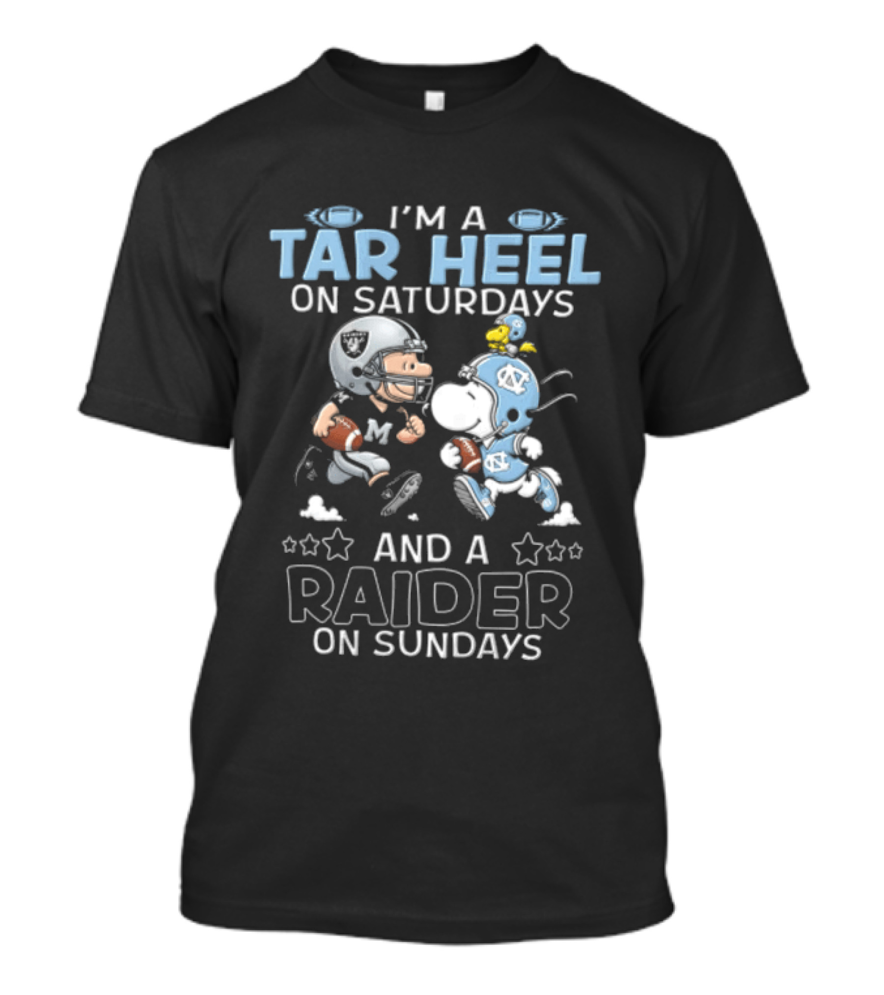 I'm A Tar Heel On Saturdays And A Raider On Sundays Charlie Brown Snoopy T-Shirt