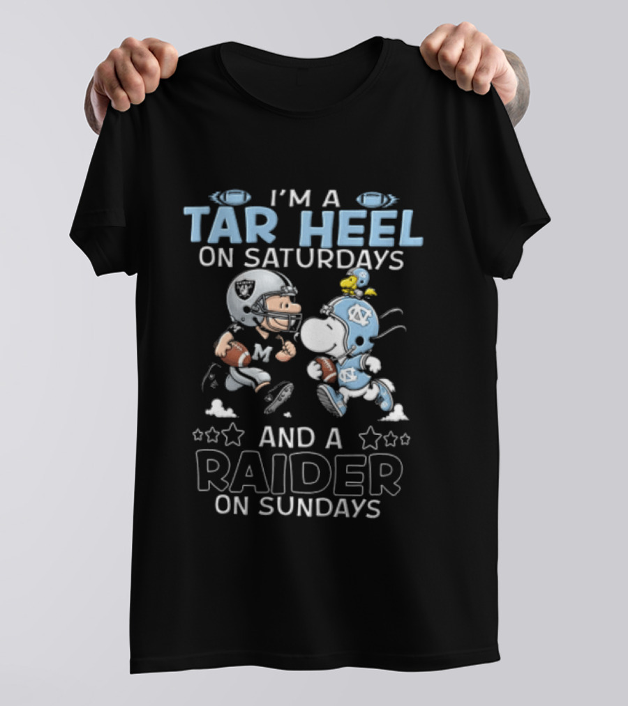 I'm A Tar Heel On Saturdays And A Raider On Sundays Charlie Brown Snoopy T-Shirt