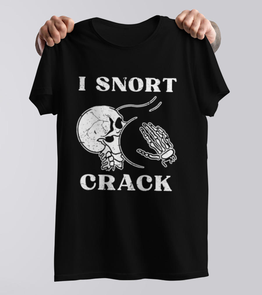 I Snort Crack Skull Skeleton Praying Hands T-Shirt