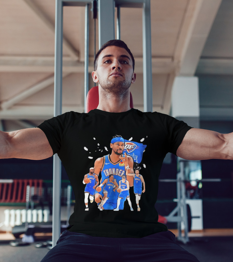 Oklahoma City Thunder 2026 NBA Players Collage With OKC Thunder Logo And Basketball Team Members T-Shirt