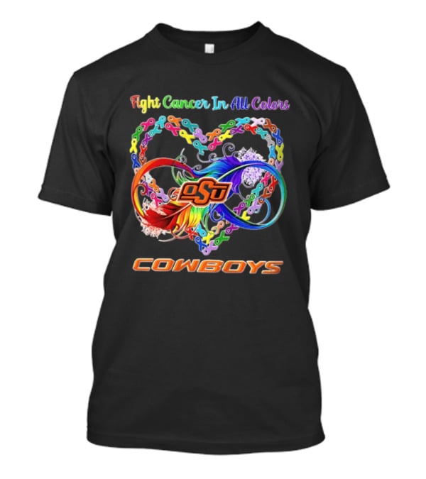 Cowboys Fight Cancer In All Colors OSU Heart Ribbon T-Shirt