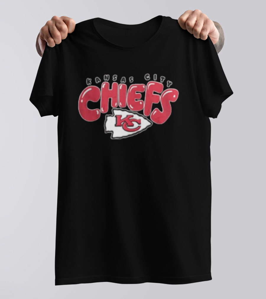 Kansas City Chiefs Red Bubble Lettering Arrowhead KC T-Shirt
