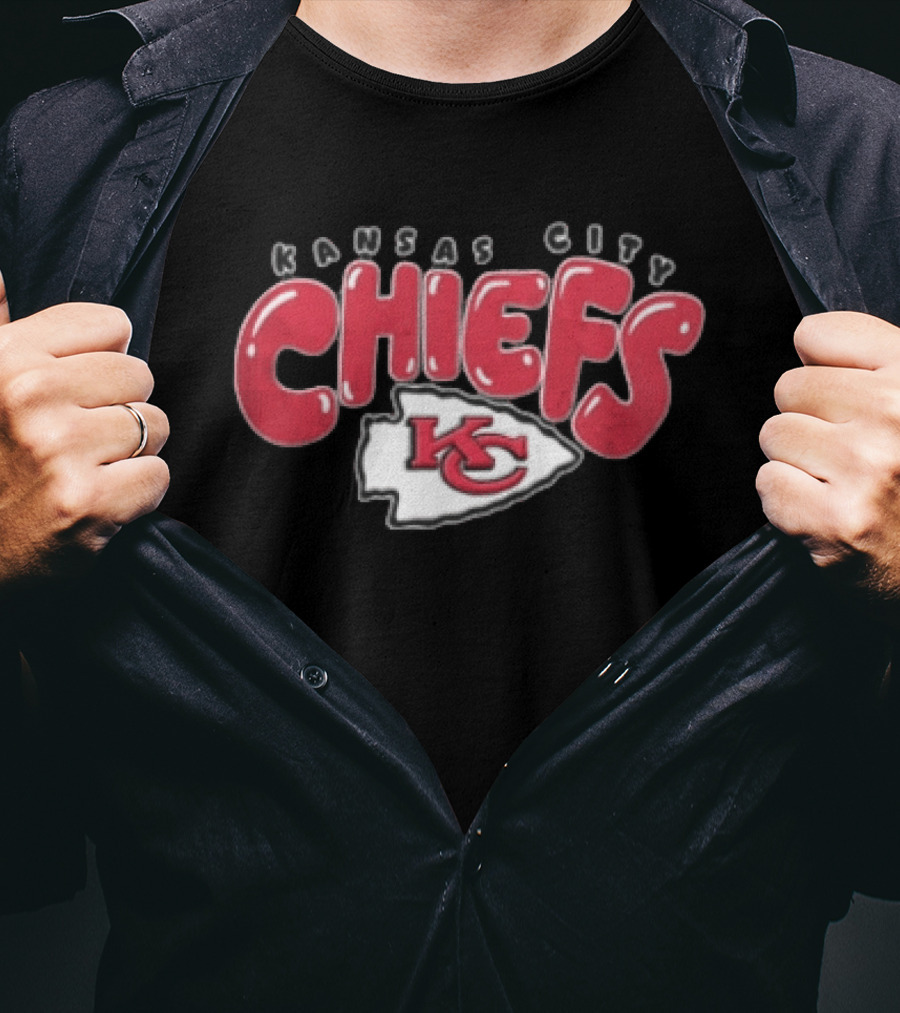 Kansas City Chiefs Red Bubble Lettering Arrowhead KC T-Shirt