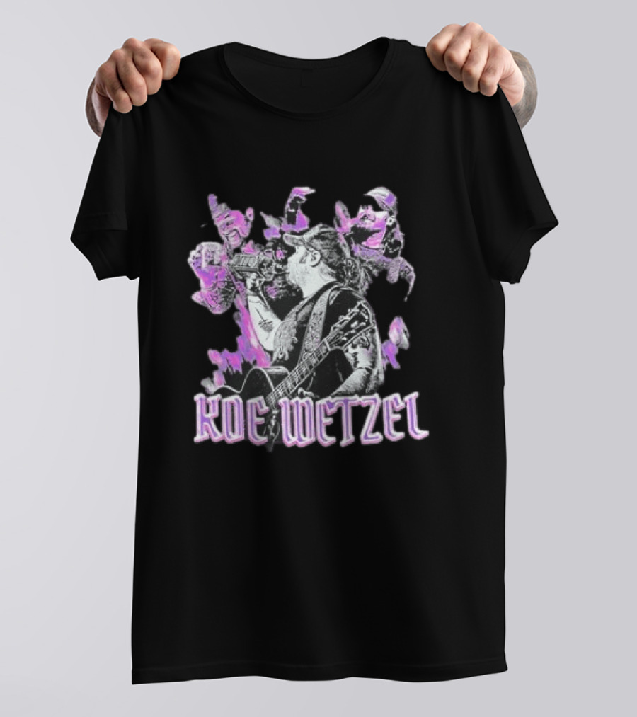 Koe Wetzel Fall Tour 2022 Purple Guitarist Montage T-Shirt