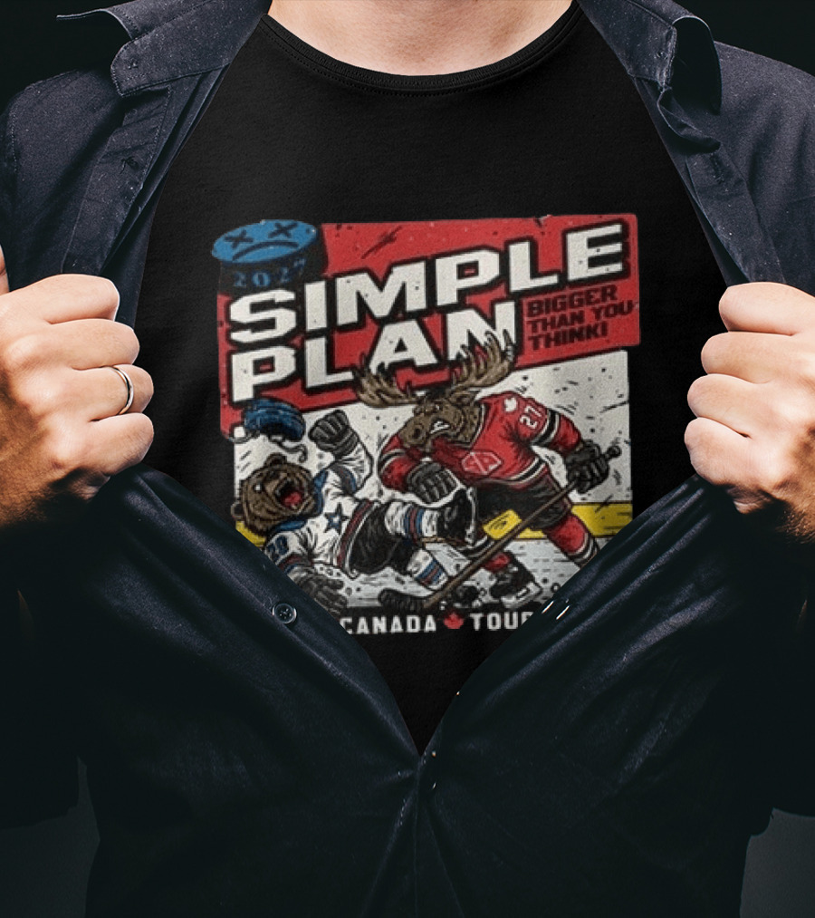 2027 Simple Plan Bigger Than You Think Canada Tour Hockey T-Shirt