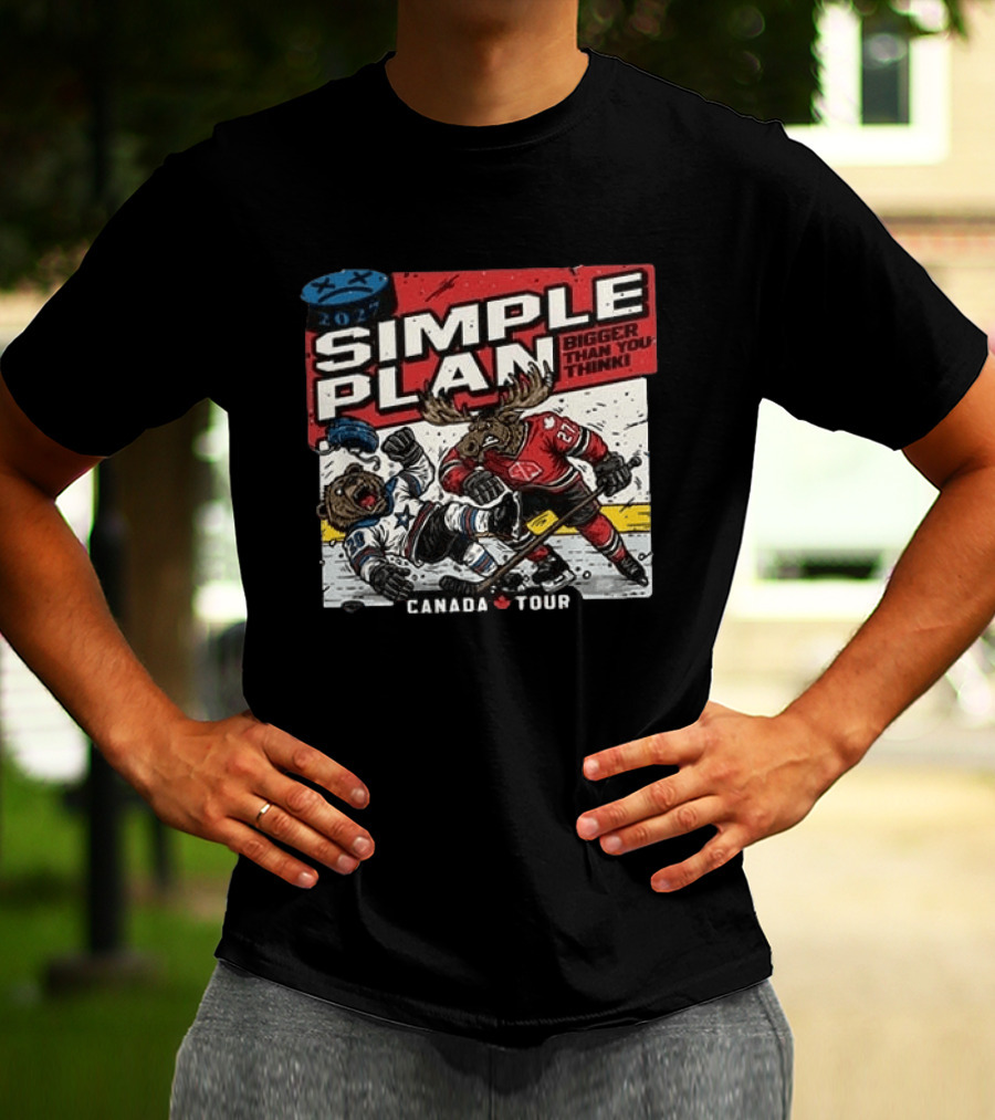 2027 Simple Plan Bigger Than You Think Canada Tour Hockey T-Shirt