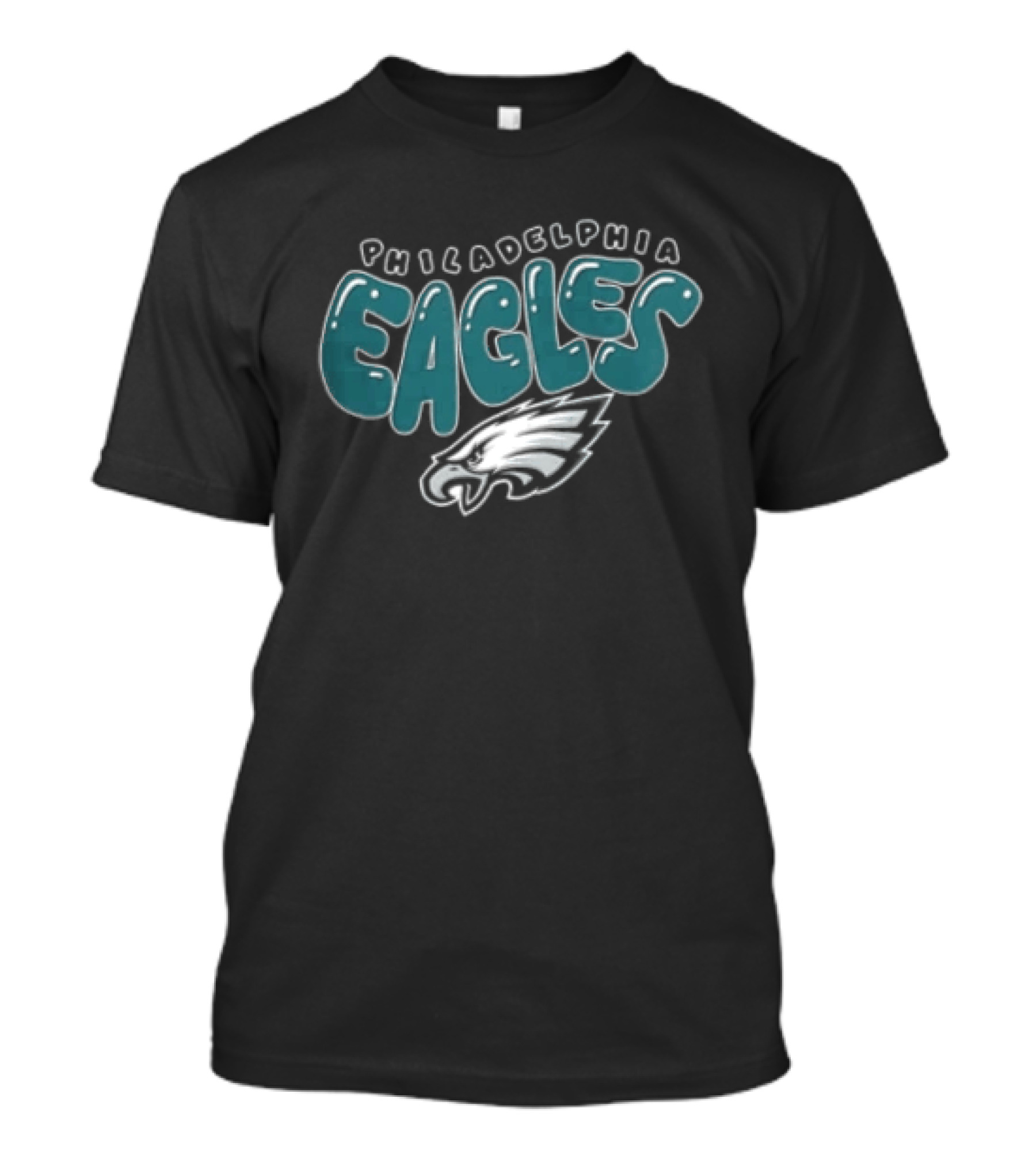 Philadelphia Eagles Bubble Text Eagle Head T-Shirt