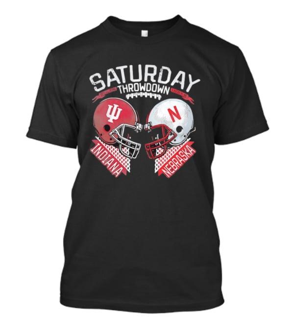Saturday Throwdown Nebraska Indiana Football Helmet Clash 2026 Lincoln Vs Bloomington T-Shirt