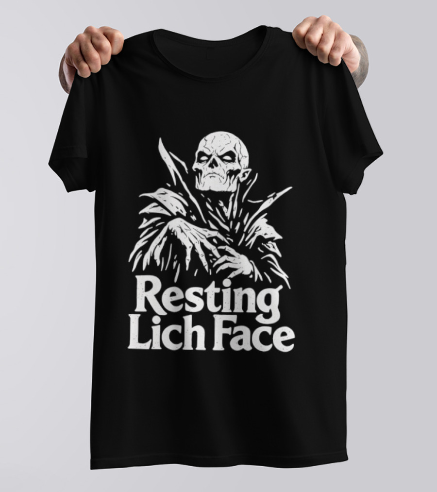 Resting Lich Face Skeleton Halloween 2026 T-Shirt