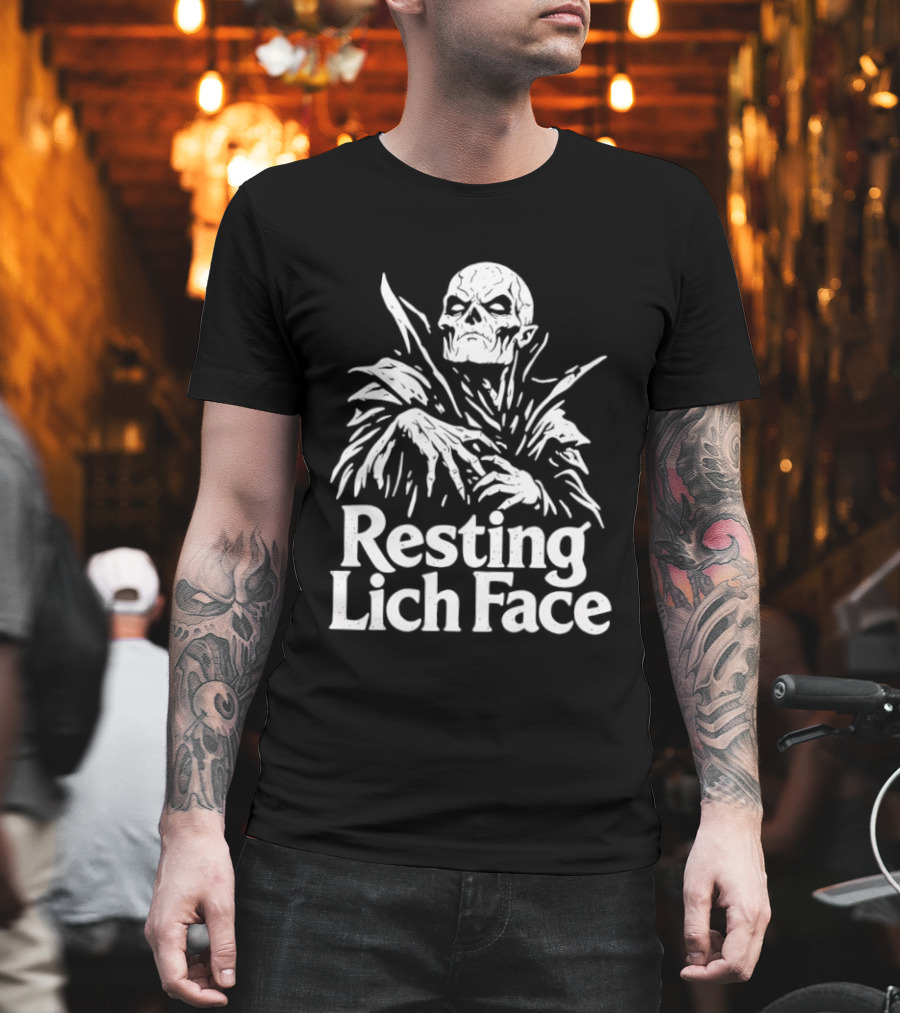 Resting Lich Face Skeleton Halloween 2026 T-Shirt