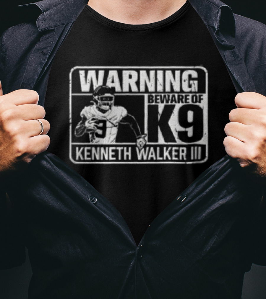 Seattle Seahawks Kenneth Walker III Warning Beware Of K9 T-Shirt
