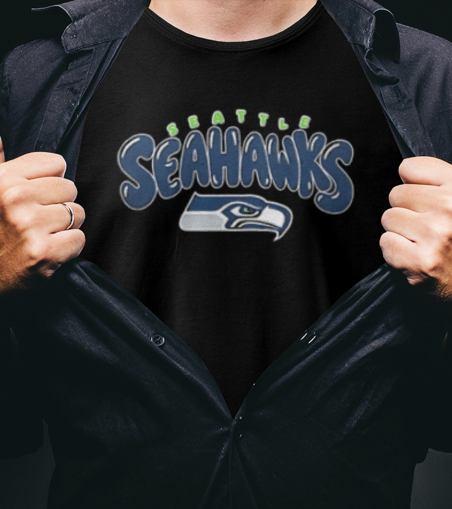 Seattle Seahawks Bubble Lettering With Team T-Shirt