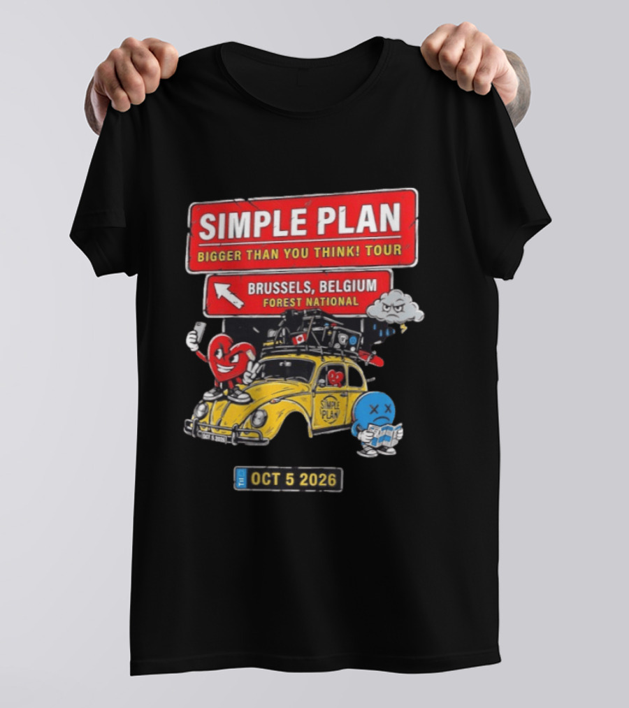 Simple Plan Bigger Than You Think Tour Brussels Belgium Forest National Oct 5 2026 T-Shirt