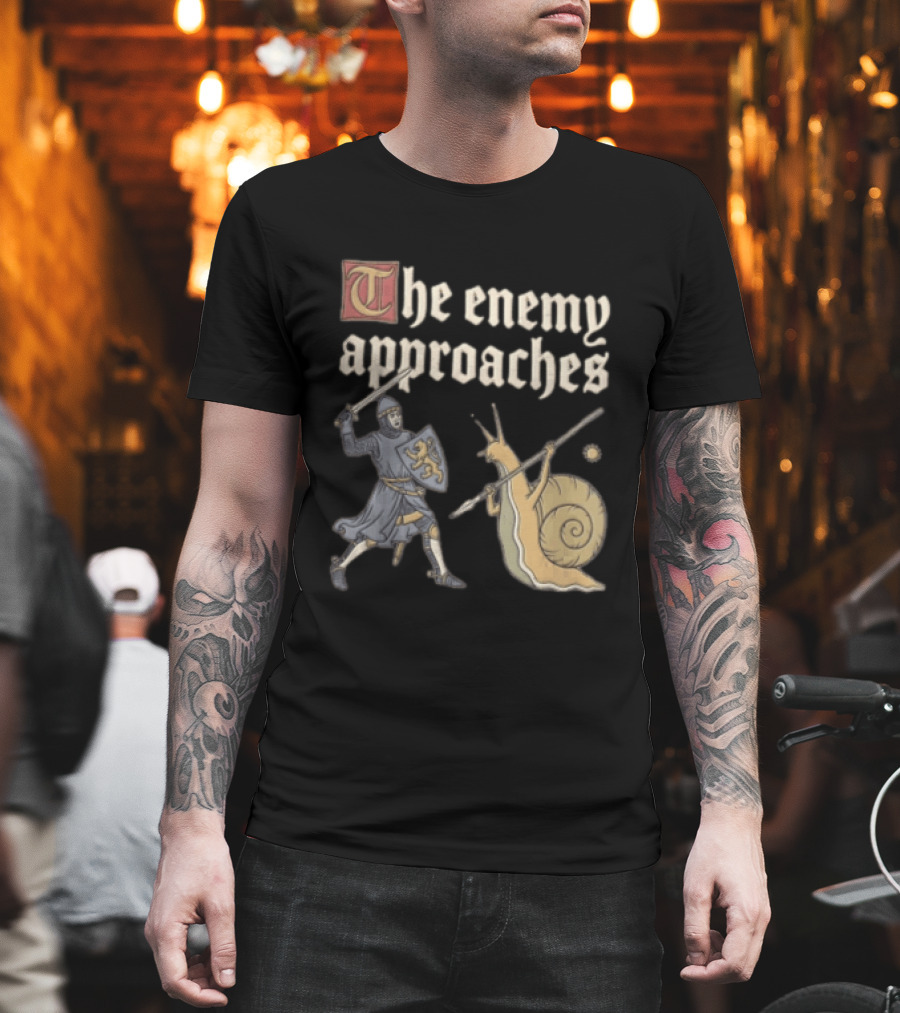 The Enemy Approaches Knight Duel With Snail Warrior In Medieval Battle Scene T-Shirt