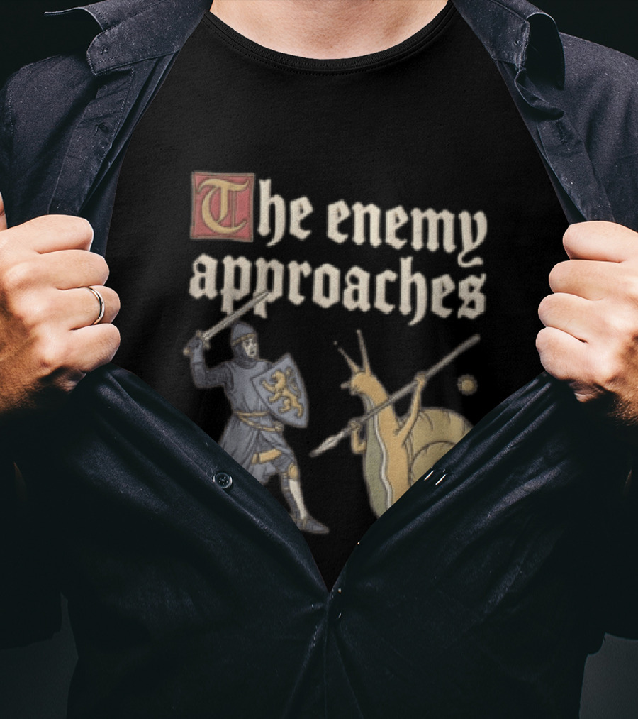 The Enemy Approaches Knight Duel With Snail Warrior In Medieval Battle Scene T-Shirt