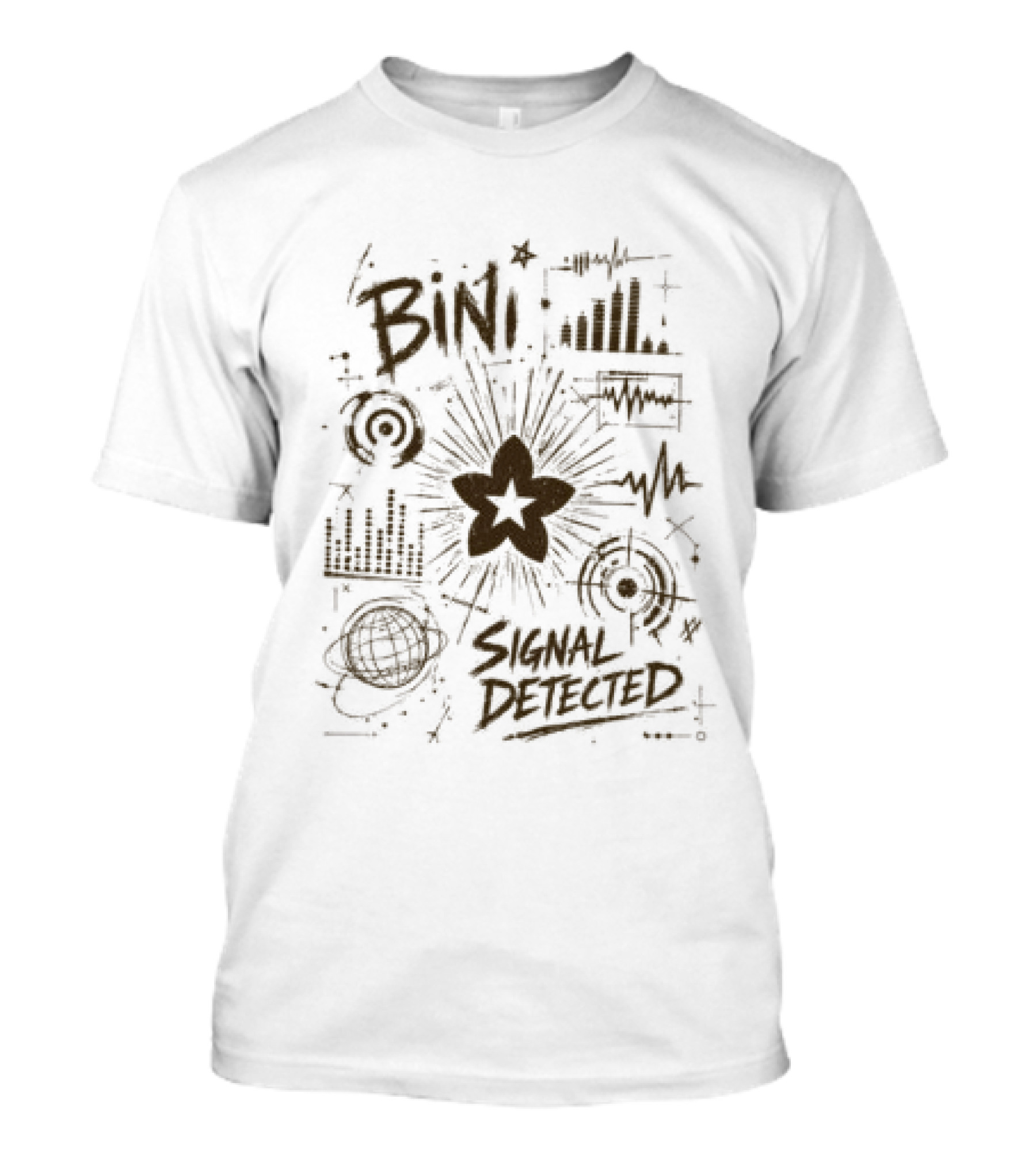 Bini Signals Detected Scribble Starburst And Waveforms T-Shirt