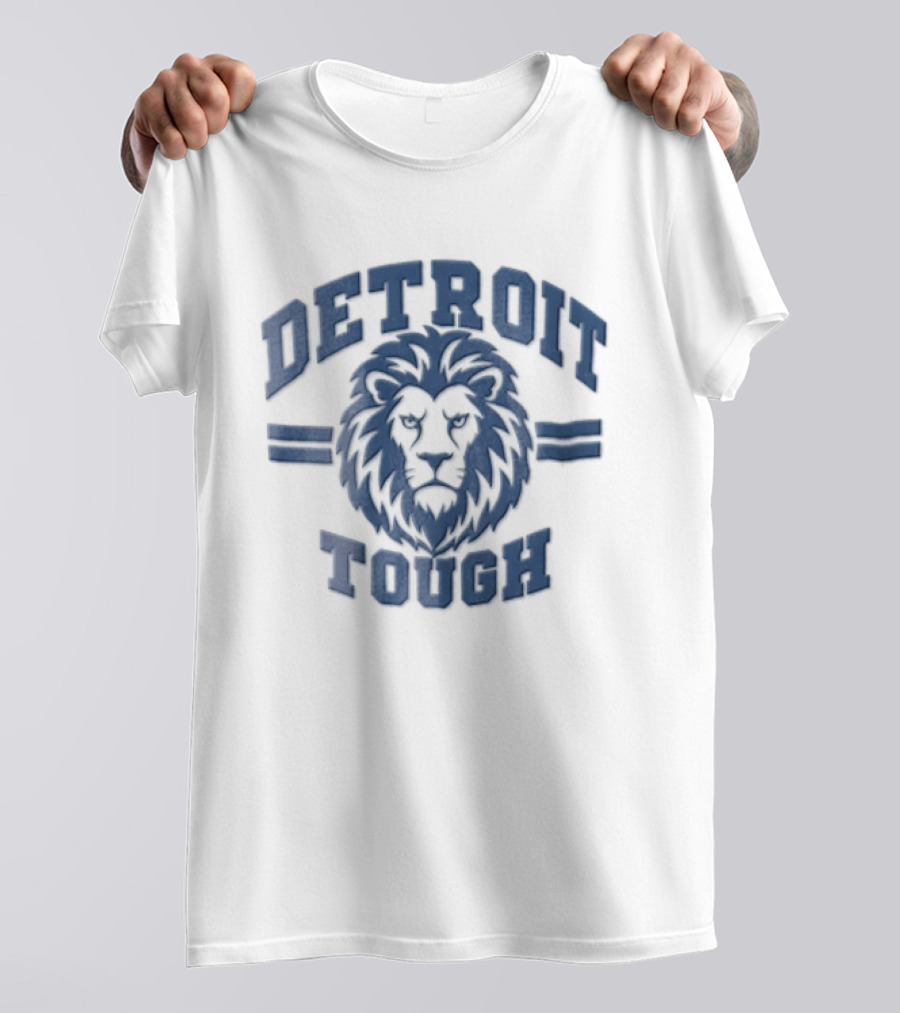 Detroit Tough Blue Lion Head T-Shirt