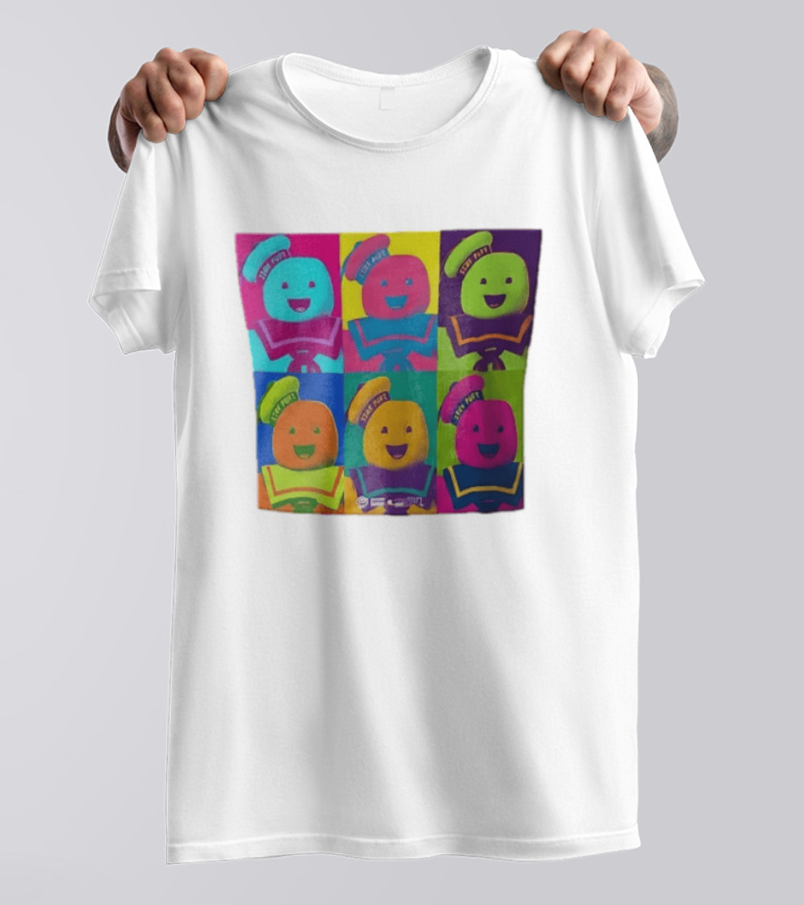 Movie Ghostbusters Stay Puft Marshmallow Man Six Colorful Pop Portraits T-Shirt