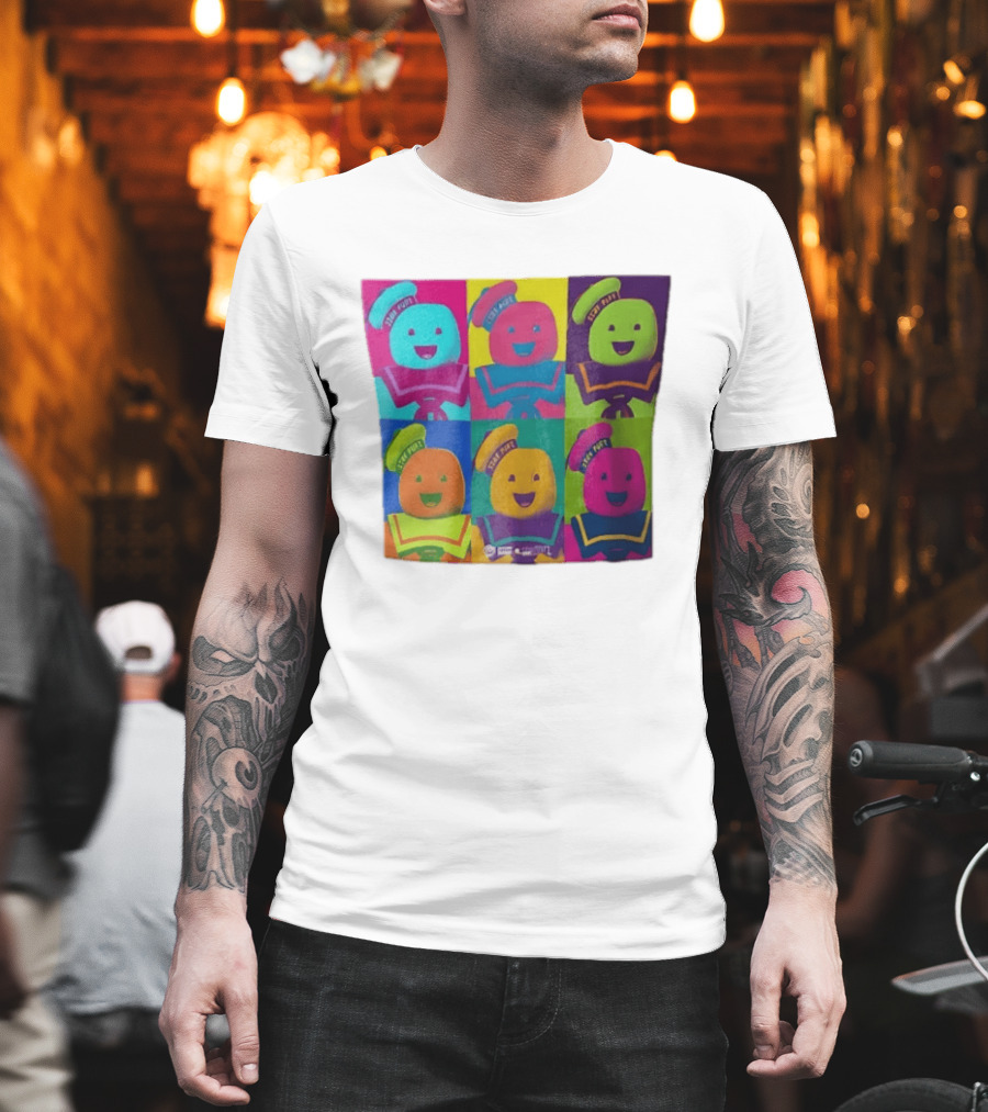 Movie Ghostbusters Stay Puft Marshmallow Man Six Colorful Pop Portraits T-Shirt