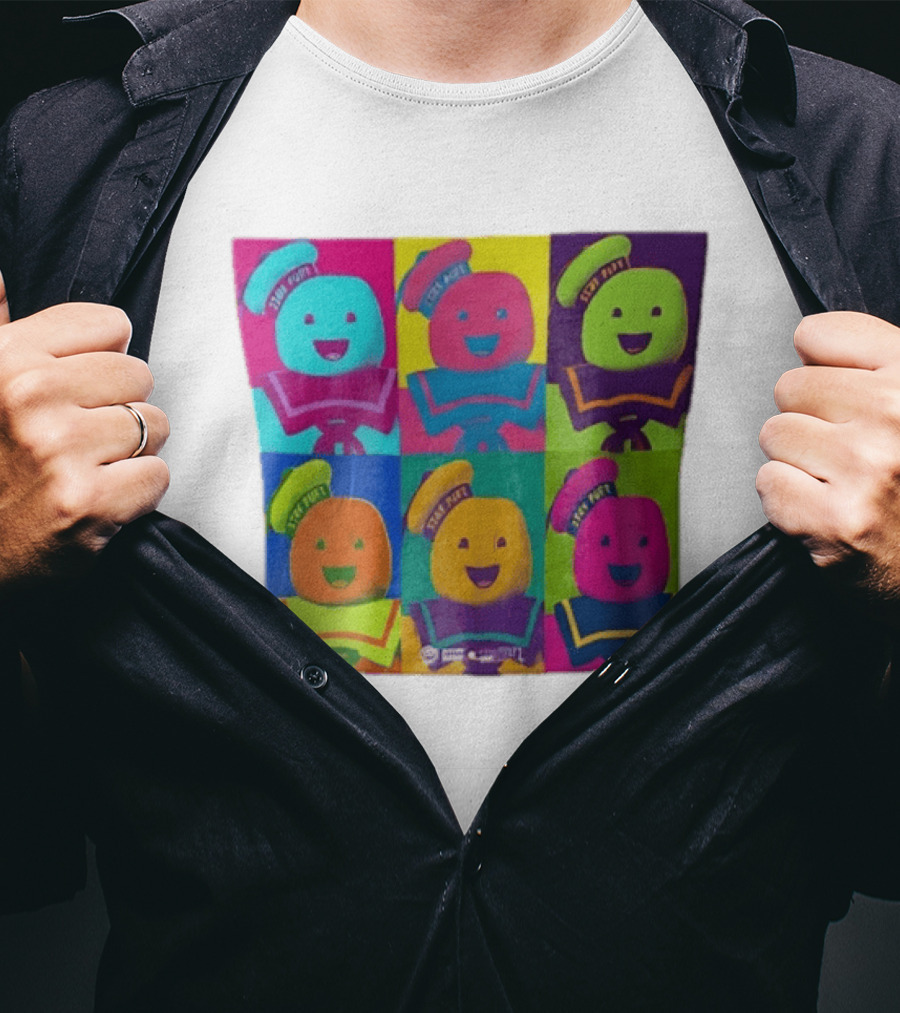 Movie Ghostbusters Stay Puft Marshmallow Man Six Colorful Pop Portraits T-Shirt
