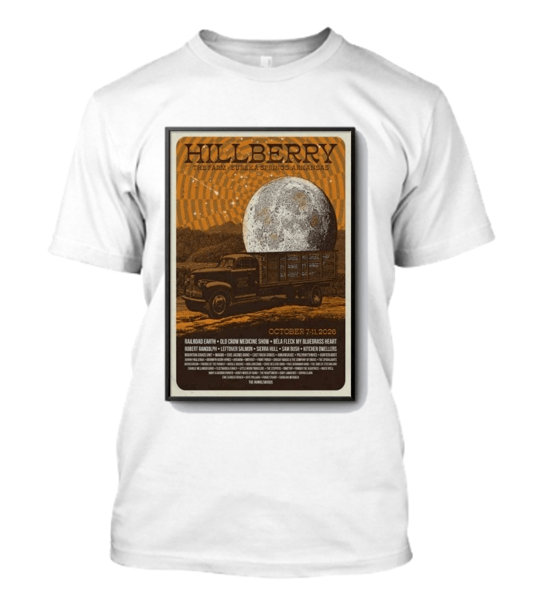 Hillberry Festival 2026 The Farm Eureka Springs Arkansas October 7 11 Railroad Earth Old Crow Medicine Show Bella Fleck T-Shirt