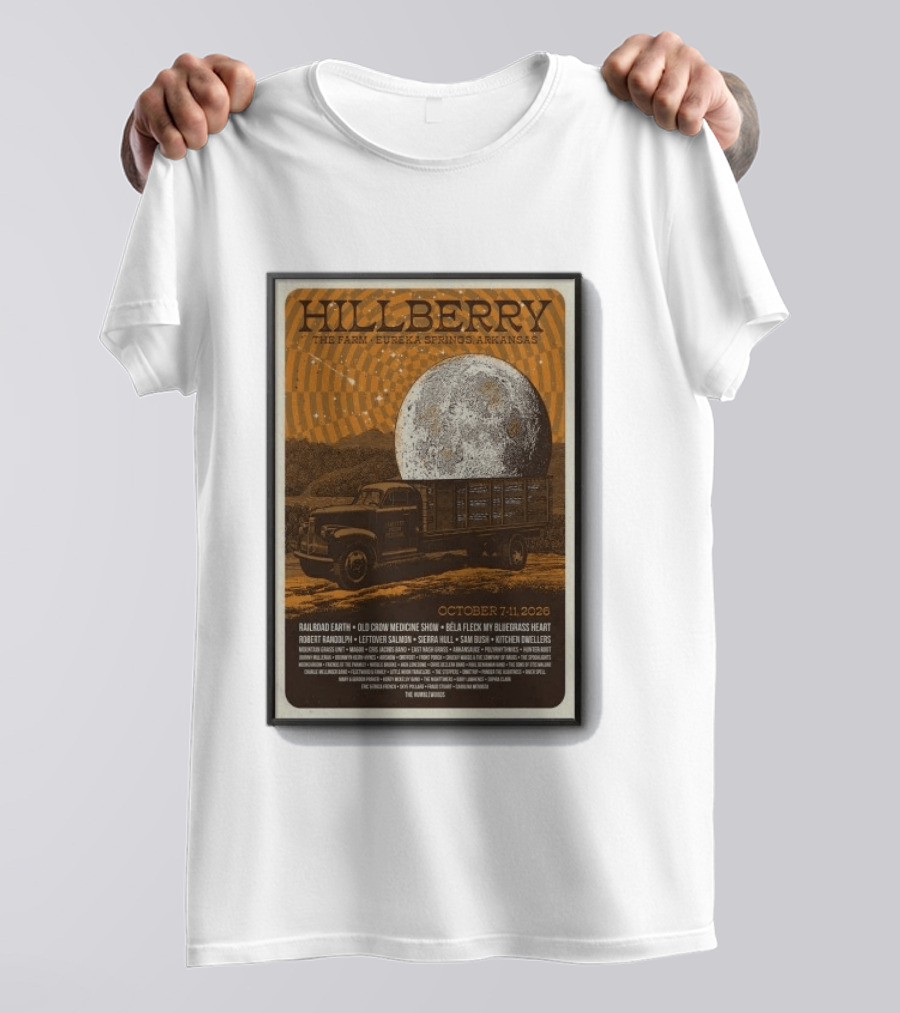 Hillberry Festival 2026 The Farm Eureka Springs Arkansas October 7 11 Railroad Earth Old Crow Medicine Show Bella Fleck T-Shirt